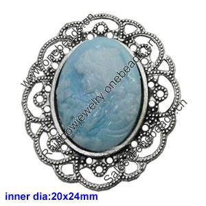 Zinc Alloy Pendant settings without cameos, Lead-free, Interior diameter:20x24mm, Sold by PC