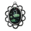 Zinc Alloy Pendant settings without cameos, Lead-free, Interior diameter:13x18mm, Sold by PC