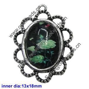 Zinc Alloy Pendant settings without cameos, Lead-free, Interior diameter:13x18mm, Sold by PC
