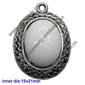 Zinc Alloy Pendant settings without cameos, Lead-free, Interior diameter:15x21mm, Sold by PC