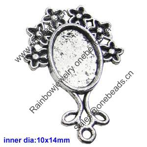 Zinc Alloy Pendant settings without cameos, Lead-free, Interior diameter:10x14mm, Sold by PC