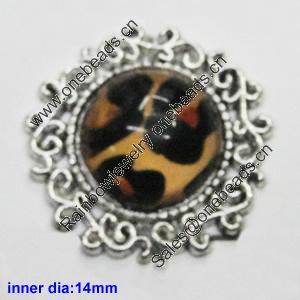 Zinc Alloy Pendant settings without cameos, Lead-free, Interior diameter:14mm, Sold by PC