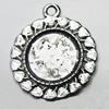 Zinc Alloy Pendant settings without cameos, Lead-free, Interior diameter:13mm, Sold by PC