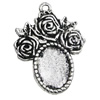 Zinc Alloy Pendant settings without cameos, Lead-free, Interior diameter:10x14mm, Sold by PC