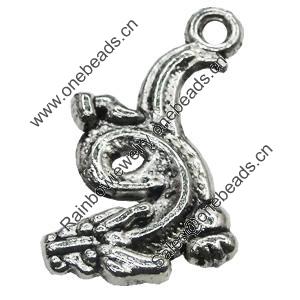 Pendant/Charm, Zinc Alloy Jewelry Findings, Lead-free, Animal 6x28mm, Sold by Bag