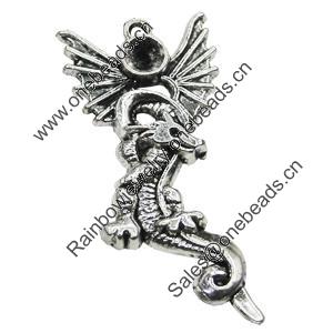 Pendant/Charm, Zinc Alloy Jewelry Findings, Lead-free, Animal 42x23mm, Sold by Bag