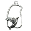 Pendant/Charm, Zinc Alloy Jewelry Findings, Lead-free, Animal 14x27mm, Sold by Bag