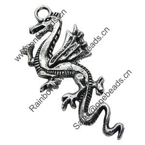 Pendant/Charm, Zinc Alloy Jewelry Findings, Lead-free, Animal 20x44mm, Sold by Bag