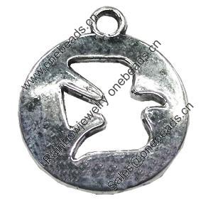 Pendant/Charm, Zinc Alloy Jewelry Findings, Lead-free, Flat Round 16mm, Sold by Bag