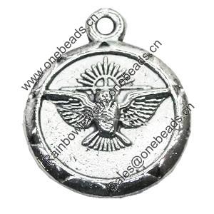 Pendant/Charm, Zinc Alloy Jewelry Findings, Lead-free, Flat Round 16x17mm, Sold by Bag