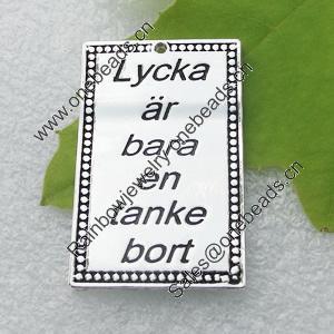 Message charm, Zinc alloy jewelry findings, A Grade lead-free & Nickel-free, 25x40mm, Sold by PC
