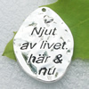 Message charm, Zinc alloy jewelry findings, A Grade lead-free & Nickel-free, 25x35mm, Sold by PC