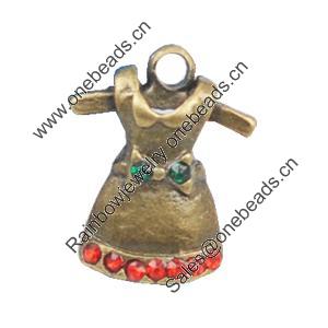 Zinc Alloy Charm/Pendant with Crystal, Lead-free, Flower 17x13mm, Sold by Bag