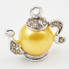 Zinc Alloy charm with Crystal and pearl, Lead-free, 20mm, Sold by Bag  