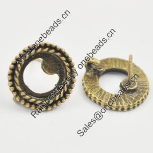 Earring settings, Zinc Alloy Jewelry Findings Lead-free, 15x15mm inner diameter:10x10mm, Sold by Bag