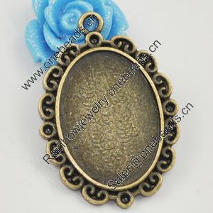 Zinc Alloy Pendant settings, Lead-free, 37x26mm Interior diameter:25x18mm, Sold by Bag