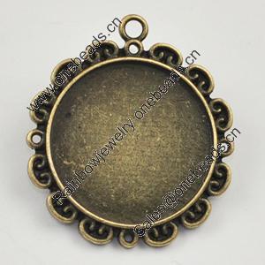 Zinc Alloy Pendant settings, Lead-free, 36x32mm Interior diameter:25x25mm, Sold by Bag