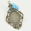 Zinc Alloy Pendant settings, Lead-free, 55x34mm Interior diameter:24x19mm, Sold by Bag