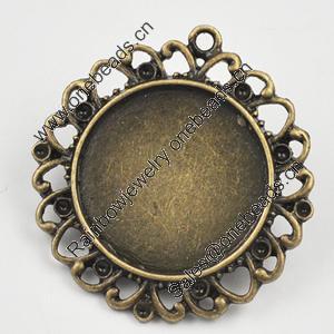 Zinc Alloy Pendant settings, Lead-free, 38x38mm Interior diameter:25x25mm, Sold by Bag