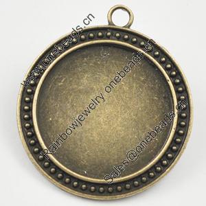 Zinc Alloy Pendant settings, Lead-free, 49x39mm Interior diameter:30x30mm, Sold by Bag