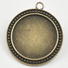 Zinc Alloy Pendant settings, Lead-free, 49x39mm Interior diameter:30x30mm, Sold by Bag