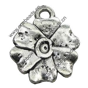 Pendant/Charm, Zinc Alloy Jewelry Findings, Lead-free, Flower 18mm, Sold by Bag