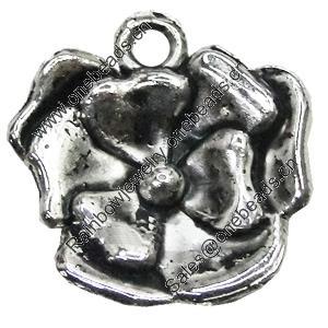 Pendant/Charm, Zinc Alloy Jewelry Findings, Lead-free, Flower 17mm, Sold by Bag