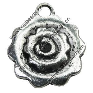 Pendant/Charm, Zinc Alloy Jewelry Findings, Lead-free, Flower 17mm, Sold by Bag