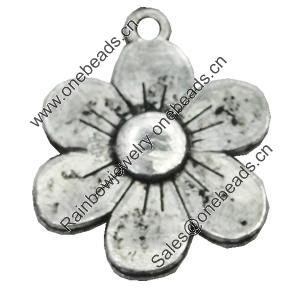 Pendant/Charm, Zinc Alloy Jewelry Findings, Lead-free, Flower 17mm, Sold by Bag