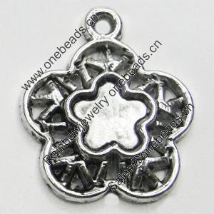 Pendant/Charm, Zinc Alloy Jewelry Findings, Lead-free, Flower 19mm, Sold by Bag