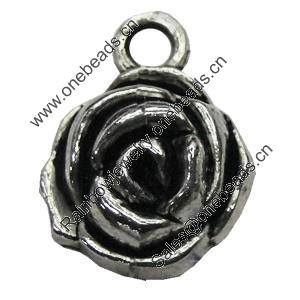 Pendant/Charm, Zinc Alloy Jewelry Findings, Lead-free, Flower 16mm, Sold by Bag