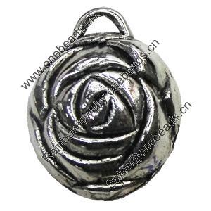 Pendant/Charm, Zinc Alloy Jewelry Findings, Lead-free, Flower 16x18mm, Sold by Bag