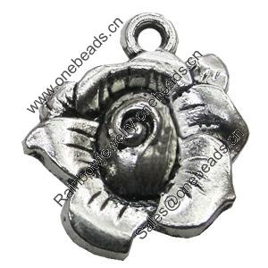 Pendant/Charm, Zinc Alloy Jewelry Findings, Lead-free, Flower 19x18mm, Sold by Bag