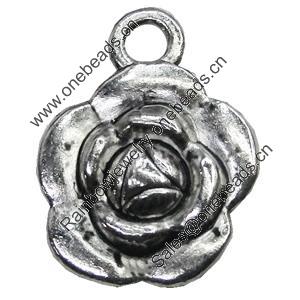 Pendant/Charm, Zinc Alloy Jewelry Findings, Lead-free, Flower 17x19mm, Sold by Bag