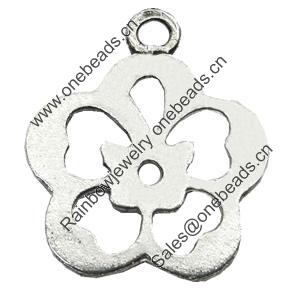 Pendant/Charm, Zinc Alloy Jewelry Findings, Lead-free, Flower 18mm, Sold by Bag