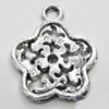 Pendant/Charm, Zinc Alloy Jewelry Findings, Lead-free, Flower 18mm, Sold by Bag