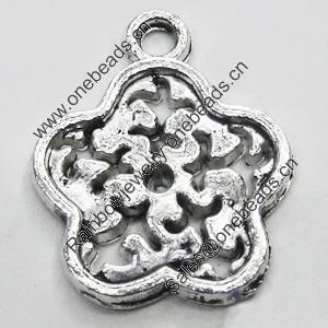 Pendant/Charm, Zinc Alloy Jewelry Findings, Lead-free, Flower 18mm, Sold by Bag