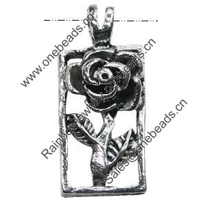 Pendant/Charm, Zinc Alloy Jewelry Findings, Lead-free, Flower 11x20mm, Sold by Bag