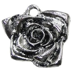 Pendant/Charm, Zinc Alloy Jewelry Findings, Lead-free, Flower 20x21mm, Sold by Bag