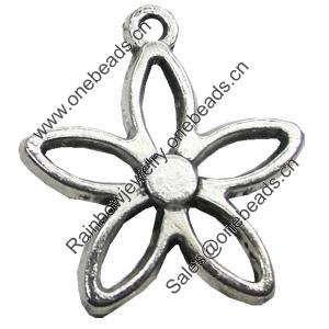 Pendant/Charm, Zinc Alloy Jewelry Findings, Lead-free, Flower 22mm, Sold by Bag