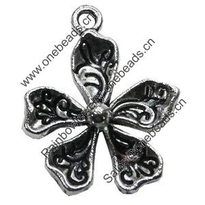 Pendant/Charm, Zinc Alloy Jewelry Findings, Lead-free, Flower 21x24mm, Sold by Bag