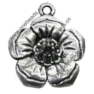 Pendant/Charm, Zinc Alloy Jewelry Findings, Lead-free, Flower 21mm, Sold by Bag