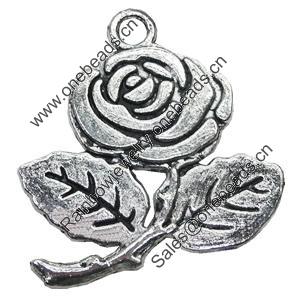 Pendant/Charm, Zinc Alloy Jewelry Findings, Lead-free, Flower 24x26mm, Sold by Bag