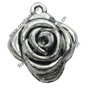 Pendant/Charm, Zinc Alloy Jewelry Findings, Lead-free, Flower 21x26mm, Sold by Bag