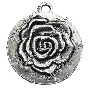 Pendant/Charm, Zinc Alloy Jewelry Findings, Lead-free, Flower 22mm, Sold by Bag