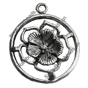 Pendant/Charm, Zinc Alloy Jewelry Findings, Lead-free, Flower 27mm, Sold by Bag