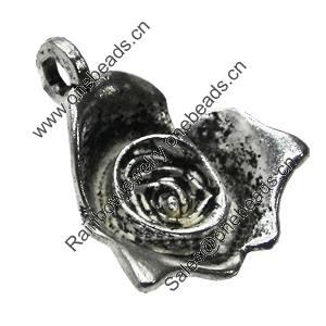 Pendant/Charm, Zinc Alloy Jewelry Findings, Lead-free, Flower 22x23mm, Sold by Bag