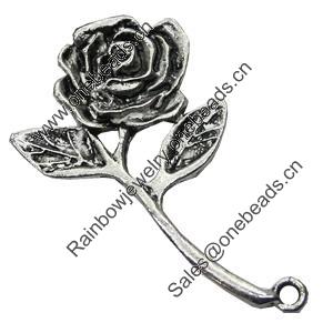 Pendant/Charm, Zinc Alloy Jewelry Findings, Lead-free, Flower 20x24mm, Sold by Bag