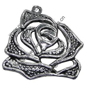 Pendant/Charm, Zinc Alloy Jewelry Findings, Lead-free, Flower 26x27mm, Sold by Bag