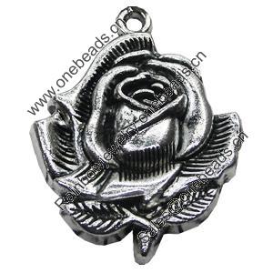 Pendant/Charm, Zinc Alloy Jewelry Findings, Lead-free, Flower 27x30mm, Sold by Bag